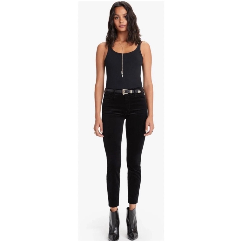 MOTHER The Looker Black Velvet Skinny Leg Pants Size 32